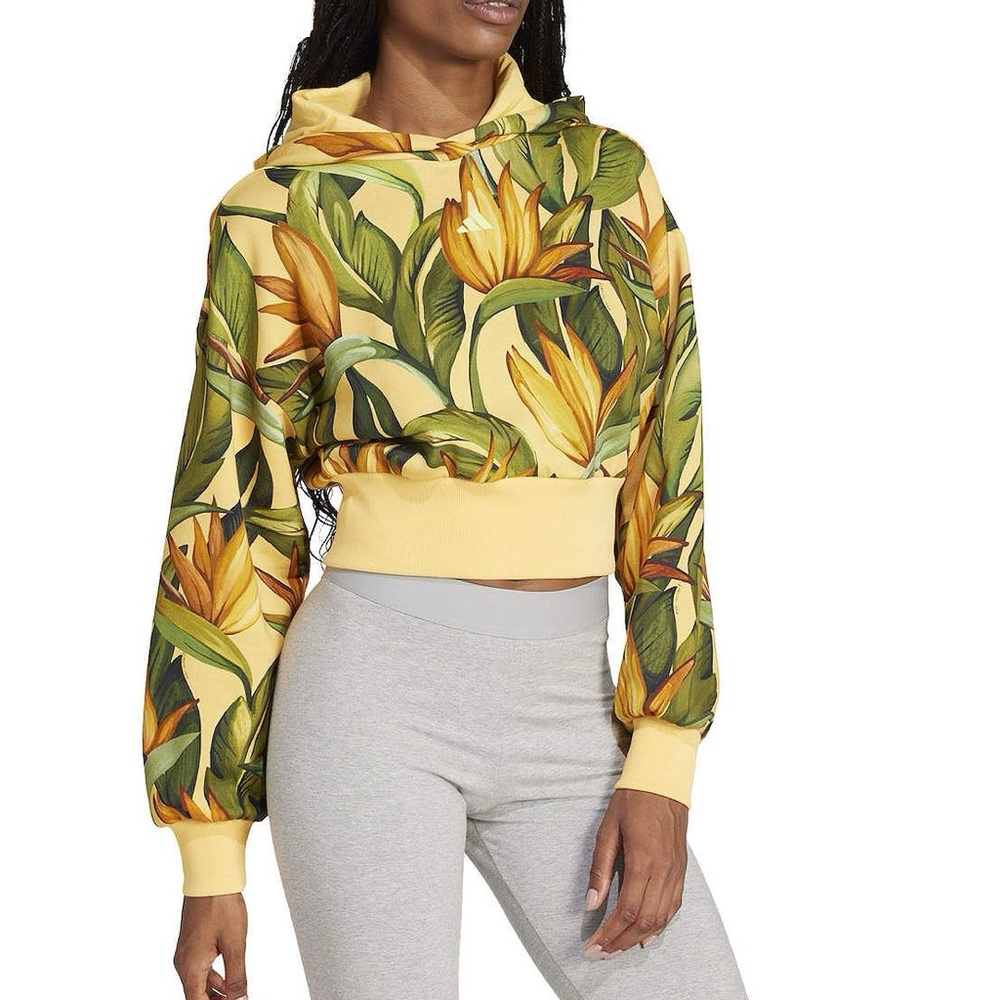 Farm Rio x Adidas Birds Of Paradise Semi Spark Jacket Cropped Hoodie - Picture 5 of 8